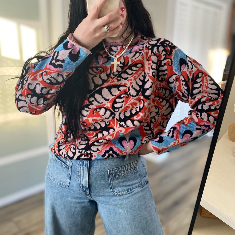 Maeve Anthropologie Multicolor Patterned Sweater